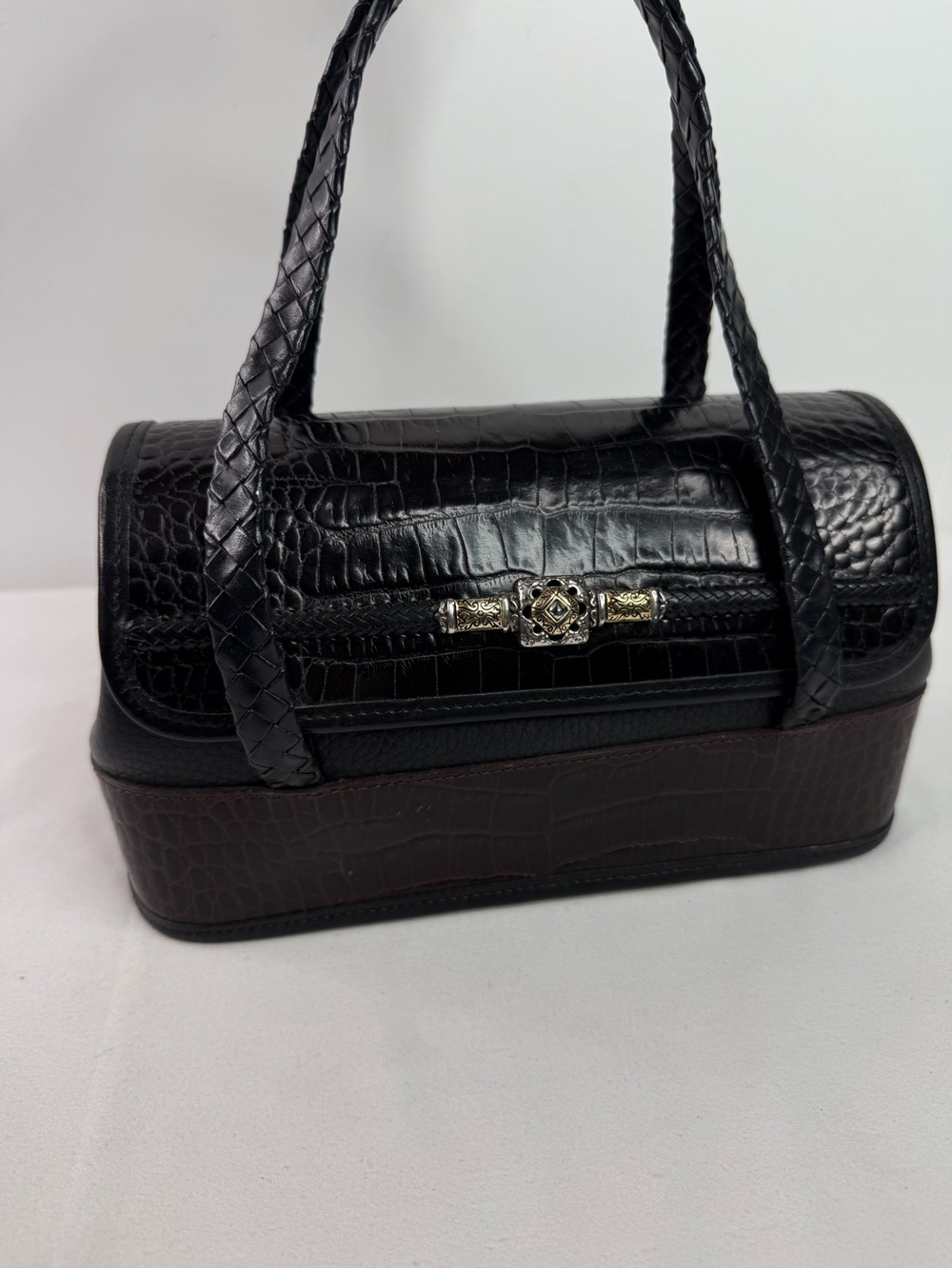 Brighton Wallis Croc Embossed Leather Satchel